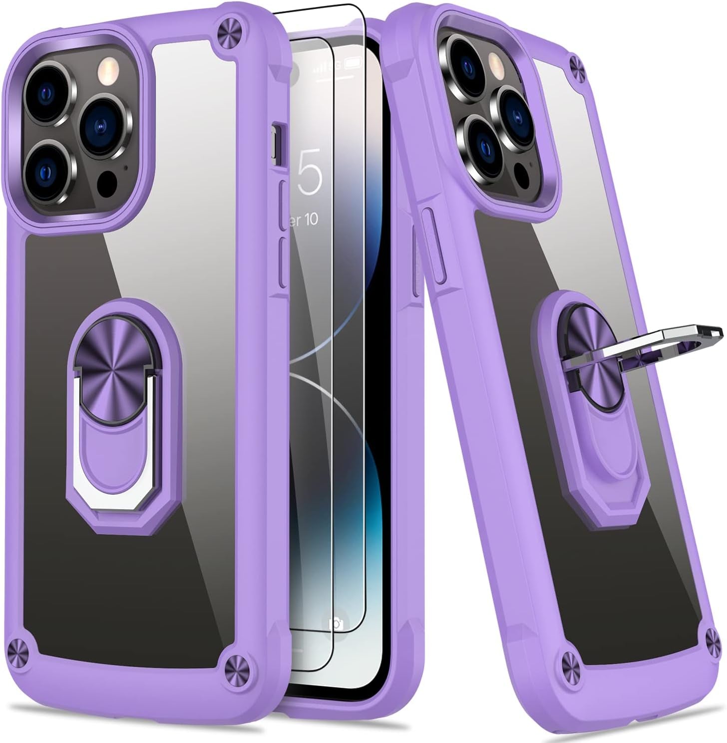 AUPAI Iphone 14 plus Case with Screen Protector,Iphone 14 plus Cover Crystal Clear Anti-Yellow Heavy Duty Acrylic Protective Phone Case with Magnetic Kickstand for Apple Iphone 14 Plus,Green  AUPAI   