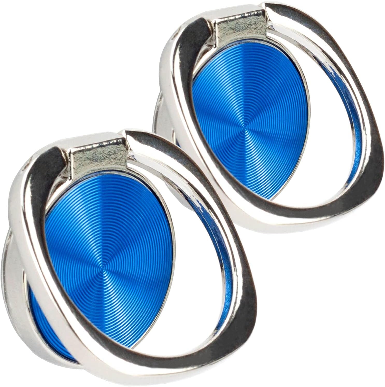 [2 Pack] Rounded CD Texture Cell Phone Ring Holder Stand, 360 Degree Rotation Finger Ring Kickstand with Polished Metal Phone Grip, Smartphone Accessories (Black)  Wansurs Blue  