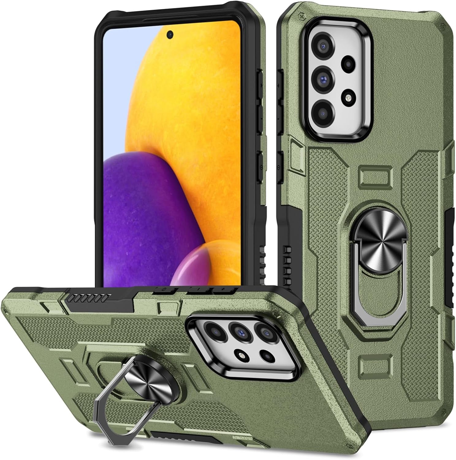 MGSBCXN Armor Case for Samsung Galaxy Note20 Ultra 5G, Military Grade Shockproof Samsung Galaxy Note 20 Ultra Case, Heavy Duty Protection Samsung Note 20 Ultra 5G Case with Ring Kickstand, Blue  MGSBCXN Green A53 5G 