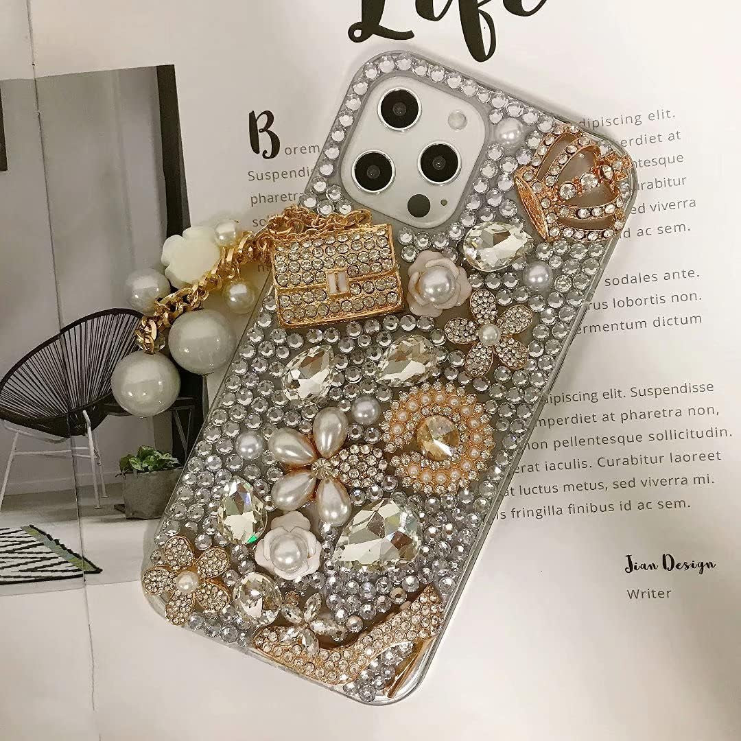 Max-Abc Compatible with LG V40 Thinq/Lg V40 Glitter Case,Women Girls 3D Diamond Bag Pendant High Heel Crown Bling Glitter Shiny Crystal Rhinestone Protective Phone Case Cover  Max-ABC   