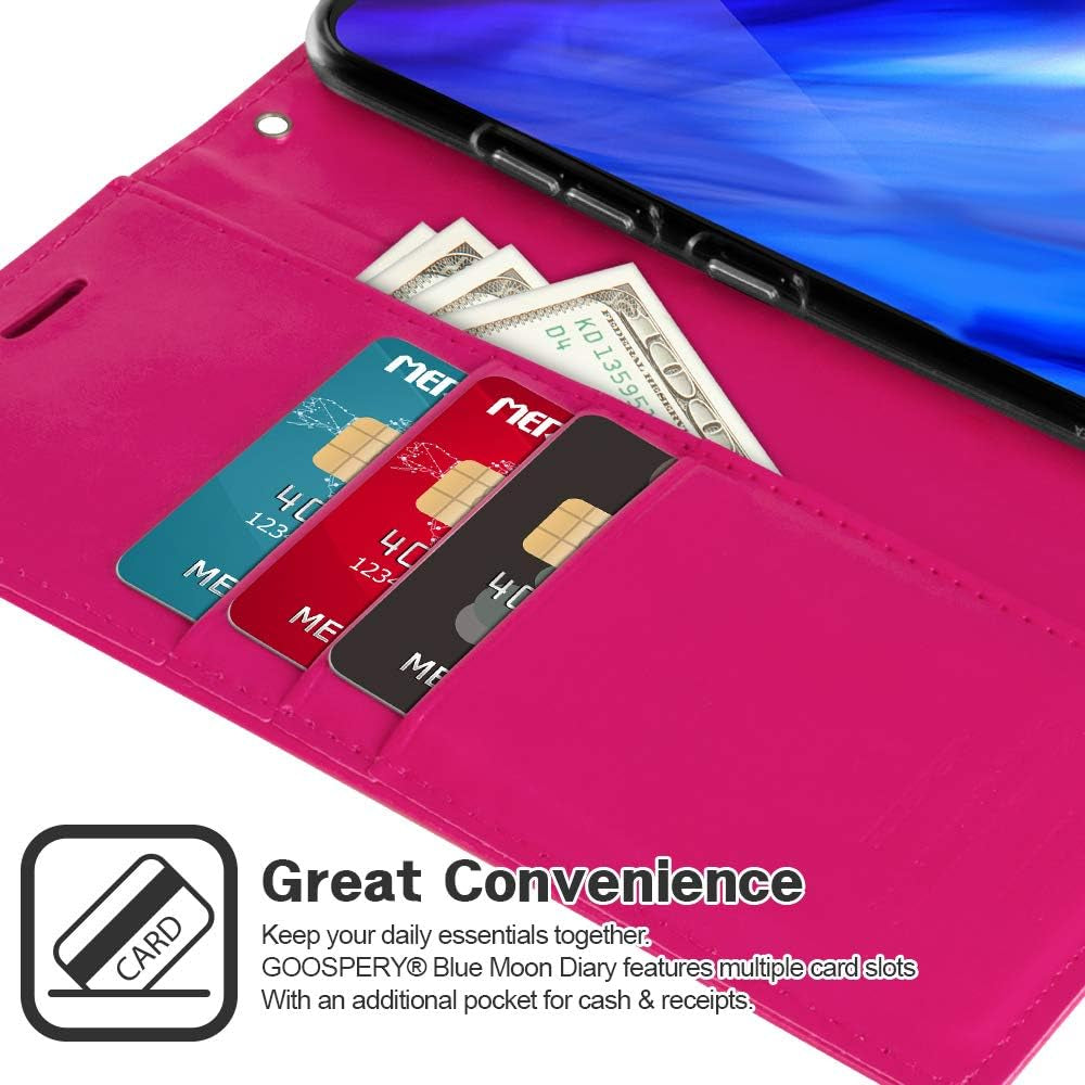 GOOSPERY Blue Moon Wallet for LG V40 Thinq Case (2018) Leather Stand Flip Cover (Hot Pink) LGV40-BLM-HPNK  GOOSPERY   