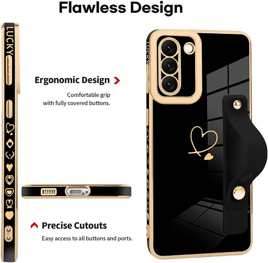 ZIYE Galaxy S21 plus 5G Luxury Electroplated Case with Strap Love Heart Plating Gold Bumper Cover for Women Girls Anti-Scratch Shockproof Back Phone Case for Samsung Galaxy S21 plus 5G 6.7 Inch  ZIYE   