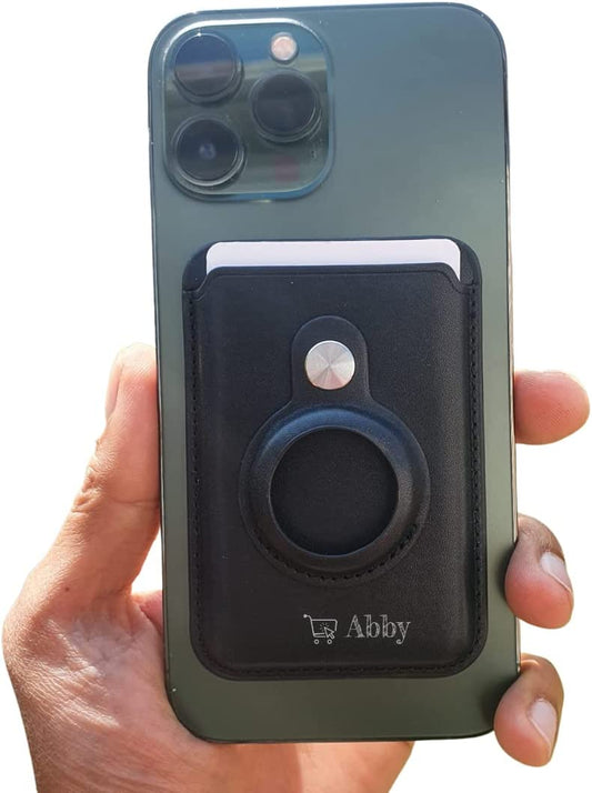 Abby'S™ Airtag Magsafe Wallet, Magnetic Iphone Leather Case with Card Holder, for Iphone 13, 12 Pro Max, RFID Protection, Smart Thin Minimalist Pop up Card Airtag Holder Trackable Wallet (Black)  Abby's   