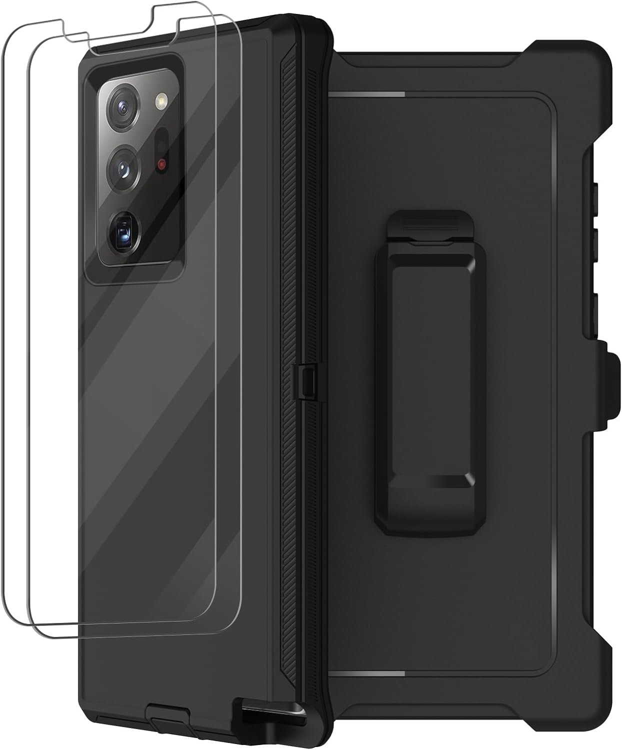 For Galaxy Note 20 Ultra Case with Belt Clip Holster, 2 Screen Protector, Military Grade Full Body Heavy Duty Shockproof Rugged Protective Cover for Samsung Galaxy Note 20 Ultra 5G (Blue)  RubCase Black  