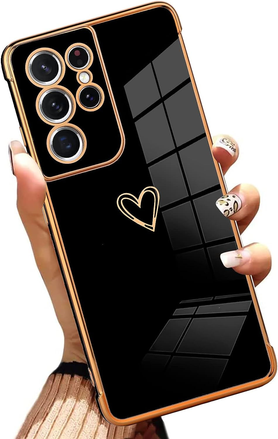 AIGOMARA Compatible Samsung Galaxy S21 Ultra Case with Strap Kickstand Butterflies Shockproof Protection Soft TPU and Hard PC Anti-Scratch Cover for S21 Ultra  AIGOMARA Plating-Black  