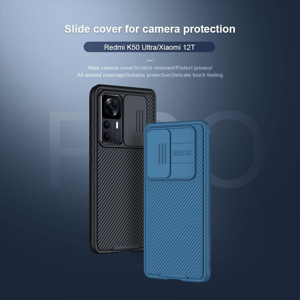 WVOZWWO for Xiaomi 12T Case Mi 12T Cover, Xiaomi 12T Phone Case with Slide Camera Protector Cover Hard PC TPU Slim Rugged Protective Phone Case for Xiaomi MI 12T/Redmi K50 Ultra (Blue)  Grand Eletronics   