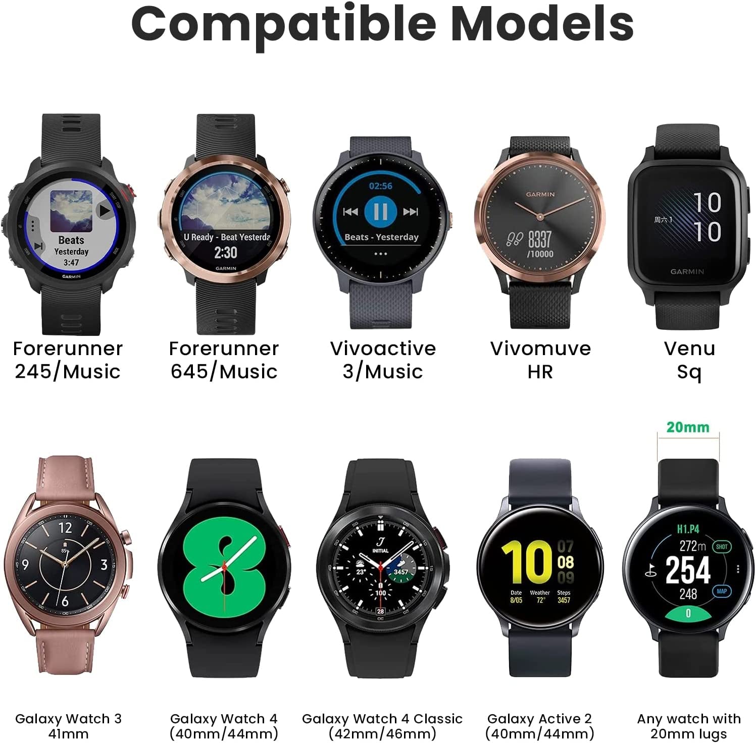 Notocity for Garmin Forerunner 245 Band Forerunner 55 Band, 20Mm Replacement Band for Galaxy Watch 5/5 Pro Galaxy Watch 4 Vivoactive 3 Forerunner 645/245 Music Band  NotoCity   