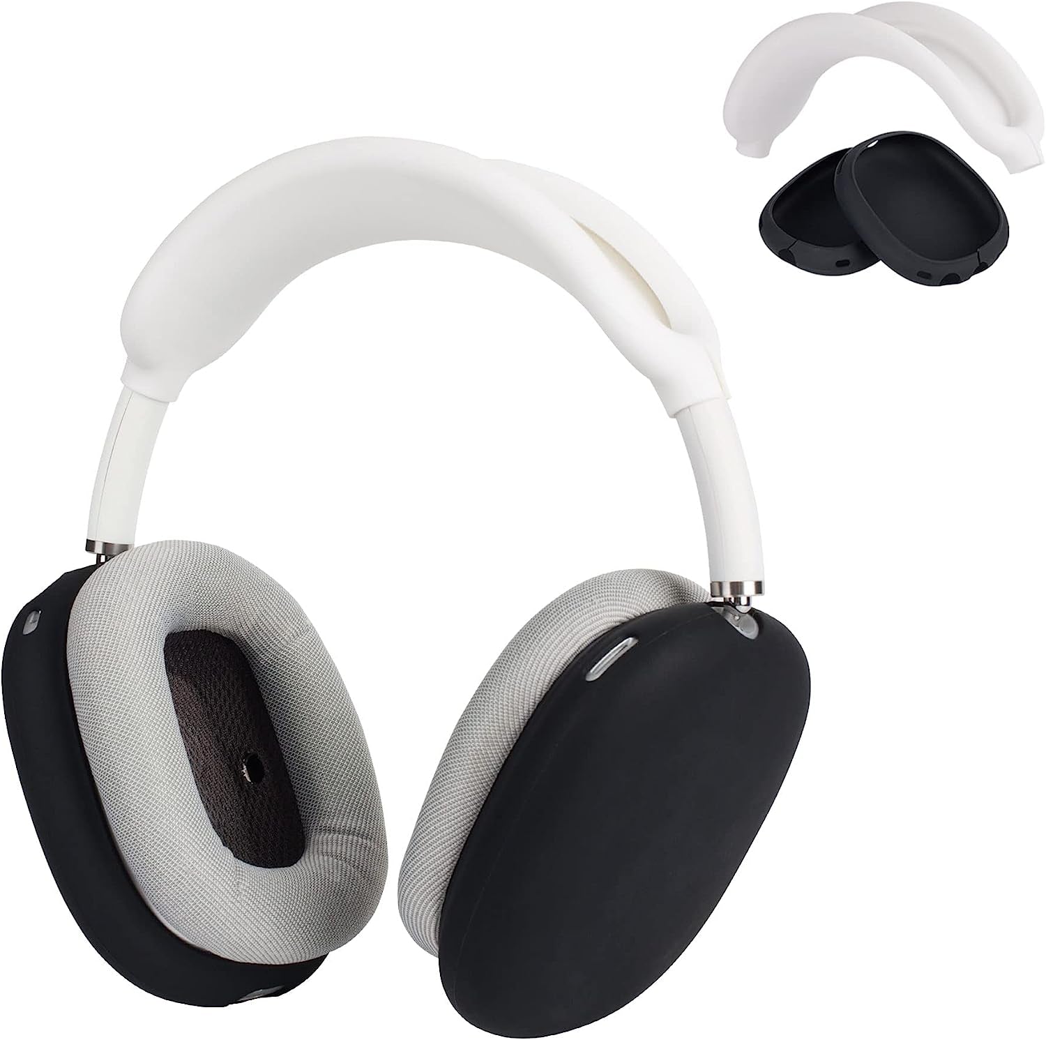 Kwmobile Silicone Headband and Ear Pads Cover Set Compatible with Apple Airpods Max - Covers - White/Black  KW-Commerce   