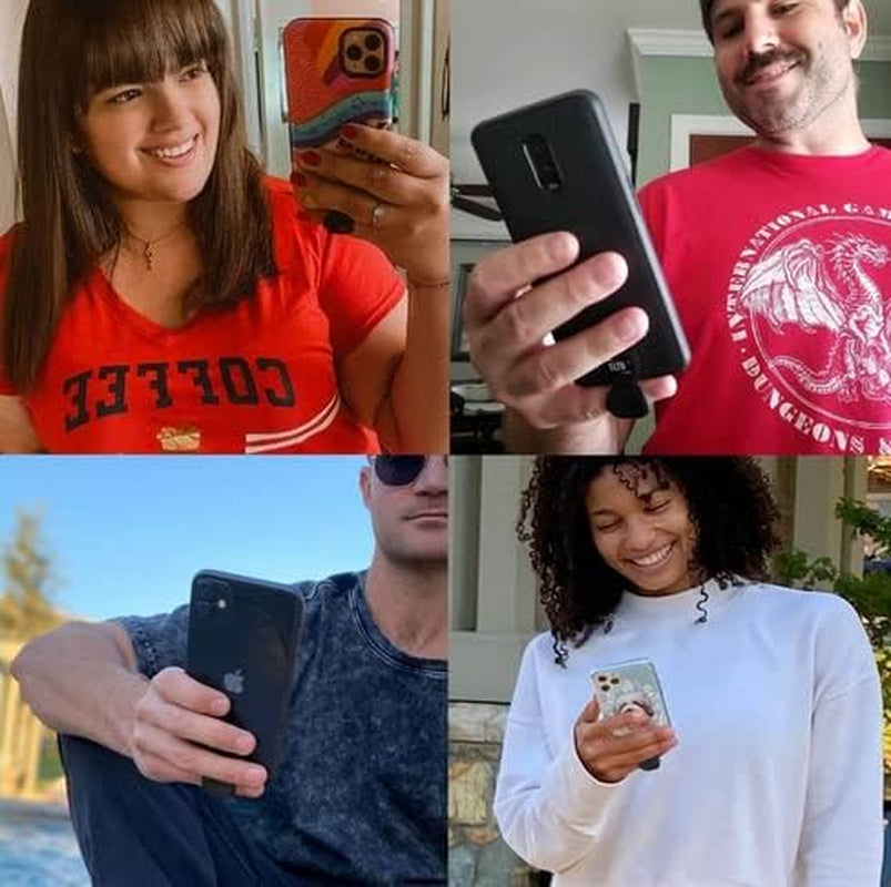 TLTD Premium Phone Grip Holder with 360°Rotation Pop Out Silicone Cushion Finger Grip for Iphone Samsung Smartphones with Secure Stick to Phone & Case Comfortable than Ring & Collapsible Strap (Black)  TLTD   