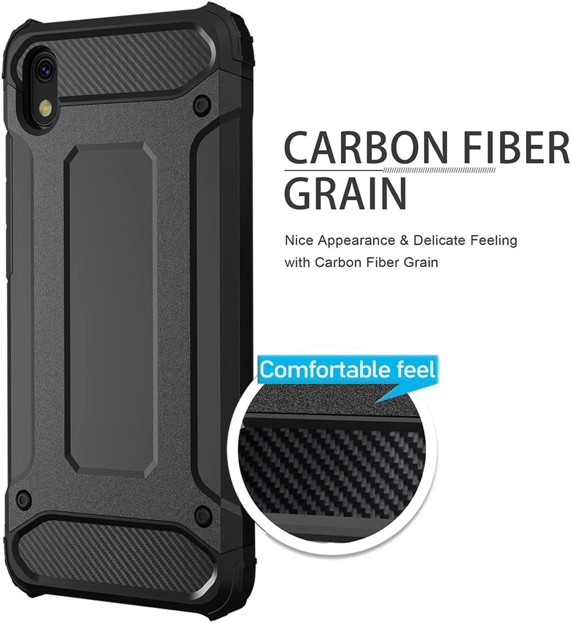 DFTCVBN Phone Case for Redmi 7A Case, MZB7995IN Case with HD Screen Protector, Dual Layer Protective Slim Hybrid Cell Phone Cover Shockproof Cases for Xiaomi Redmi 7A Black  DFTCVBN   