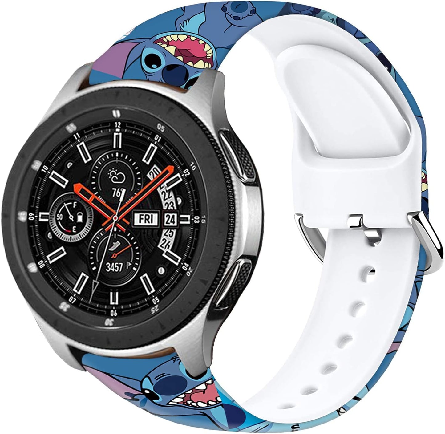 Sjiangqiao Stitch Bands Compatible with Samsung Galaxy Watch 46Mm/Watch 3 45Mm/Gear S3 Frontier/Classic/Pebble Time/Garmin 945/Vivoactive 4/Fossil Q Soft Silicone Chic Cute Cartoon Sports Band Lovely Style Replacement Strap Men Women(Blue-Stitch)  Sjiangqiao   