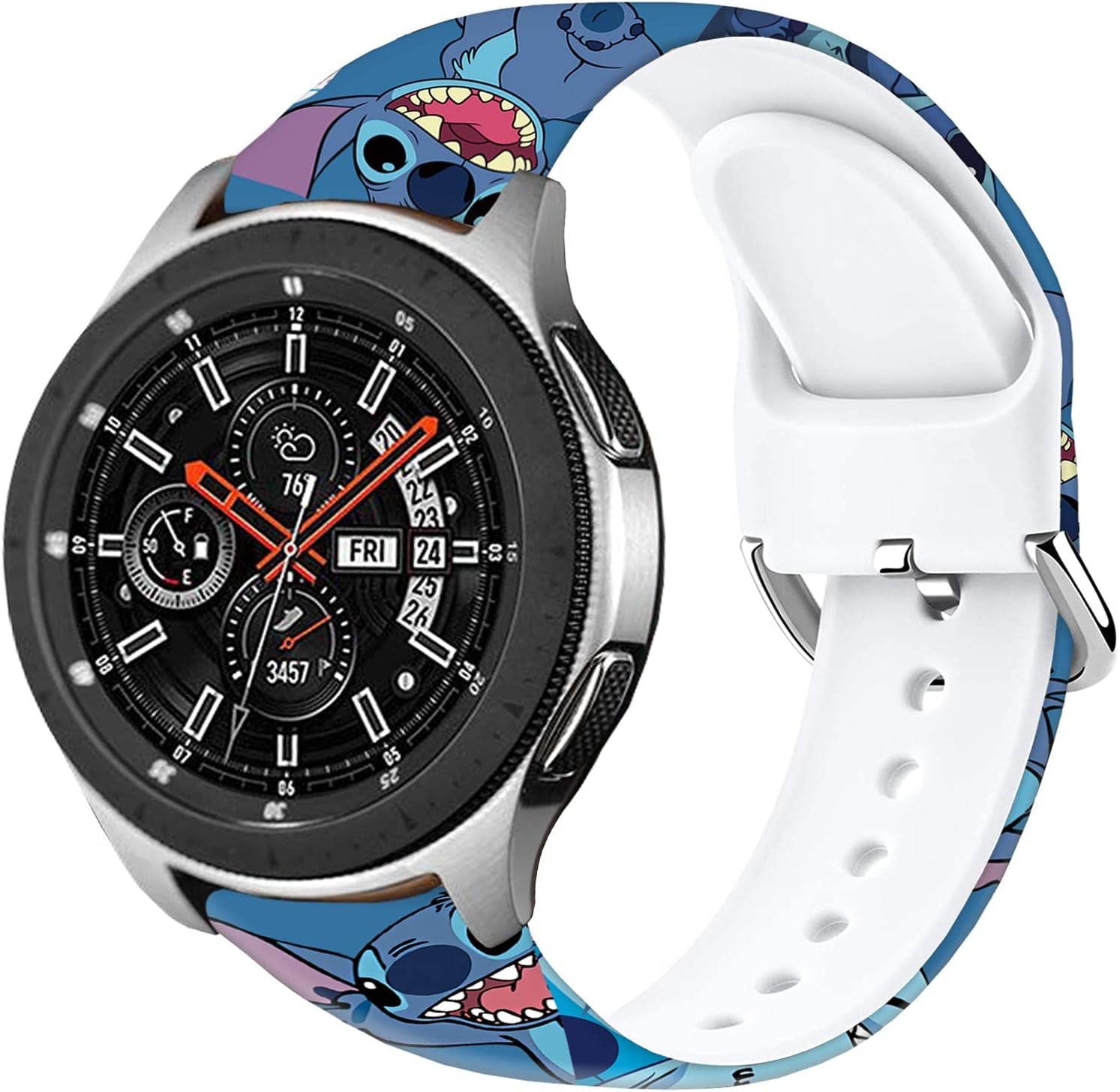 Sjiangqiao Stitch Bands Compatible with Samsung Galaxy Watch 46Mm/Watch 3 45Mm/Gear S3 Frontier/Classic/Pebble Time/Garmin 945/Vivoactive 4/Fossil Q Soft Silicone Chic Cute Cartoon Sports Band Lovely Style Replacement Strap Men Women(Blue-Stitch)  Sjiangqiao   