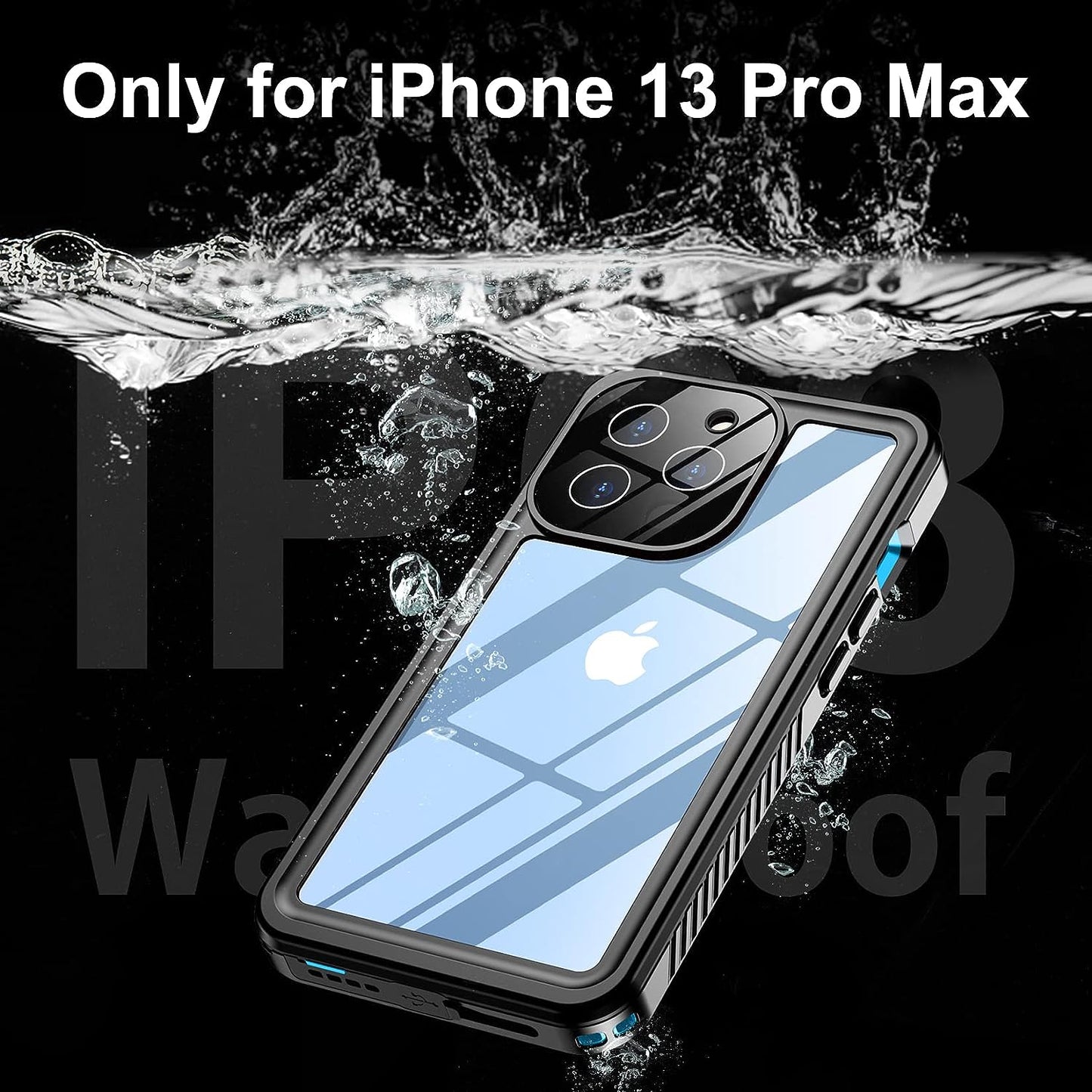 Temdan [Real 360] for Iphone 13 Pro Max Case Waterproof, Built-In 9H Tempered Glass Camera Lens & Screen Protection [13Ftmilitary Dropproof][Full-Body Shockproof][Ip68 Underwater] Phone Case Blue  Temdan   