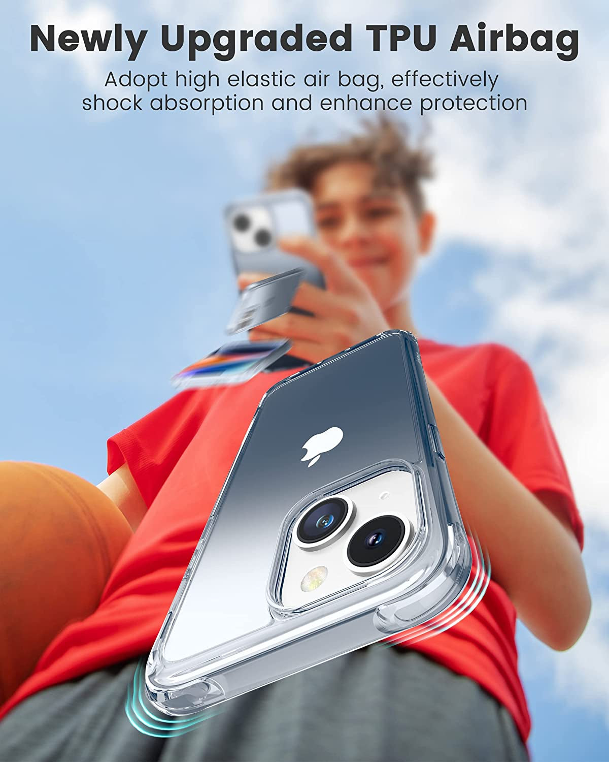 Mkeke for Iphone 14 Case Clear, for Iphone 13 Case Clear, Upgraded Sturdy Phone Case with Military Grade Protective Bumpers for Iphone 14/13, Gradient Dark Black  Shenzhen Make Technology Company Limited   