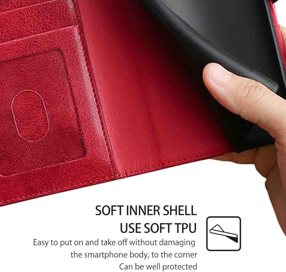 Cyr-Guard Phone Cover Wallet Folio Case for LG V30, Premium PU Leather Slim Fit Cover for LG V30, 1 Photo Frame Slot, Friendly Fit, Red  Cyr-Guard   