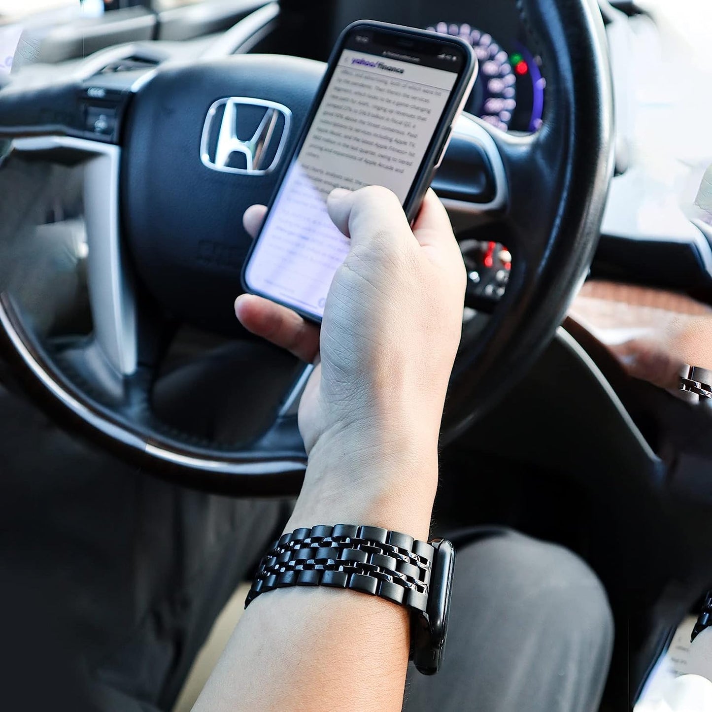 Stainless Steel Watch Band Compatible with Apple Watch Bands 42Mm 44Mm with Stainless Steel Buckle, Replacement Wristband Strap for Women Men  ENFAN   