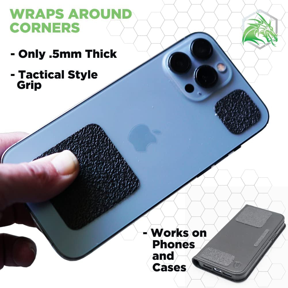Dragon Grips Grip Tape Cell Phone Grip Stickers Mouse Grip Tape. Black 13 Pc Multi-Purpose Set Rubberized Grip Stickers. Rubber Grip Adhesive Strips for Phone, Laptop, Ipad, Iphone, Tablets & Gaming  Dragon Grips   