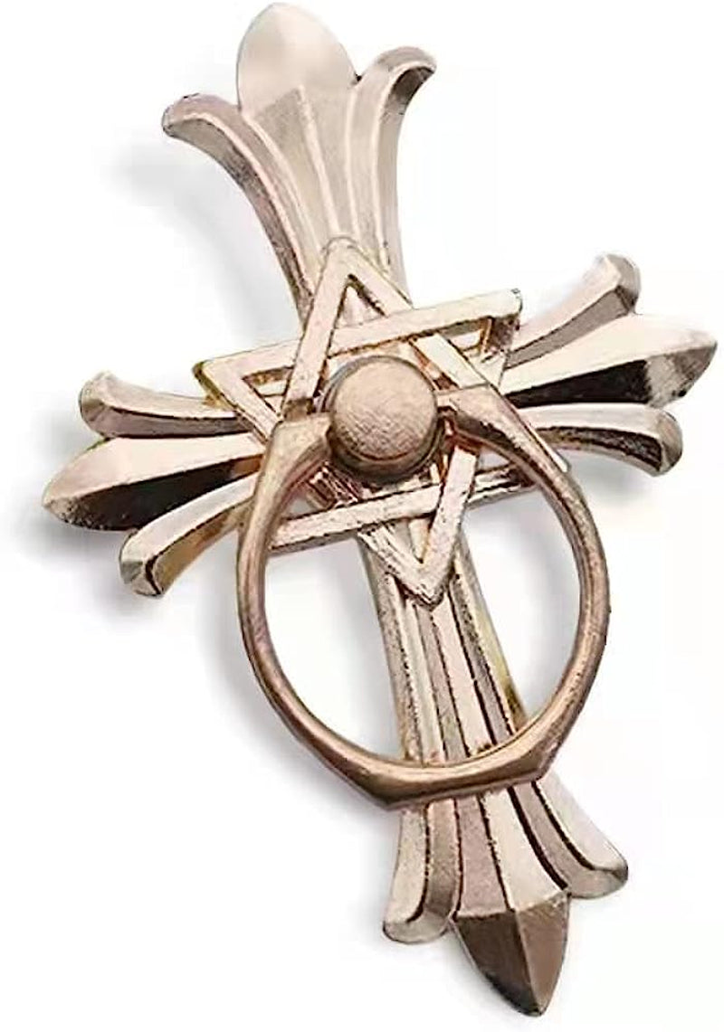 Cell Phone Ring Stand Holder Grip, 360° Cell Phone Ring Holder Stand Finger Kickstand, Cell Phone Ring Grip Holder for Back of Phone, Cell Phone Ring Grip Stand Silver Black Rose Gold  Mheijo Cross Gold  