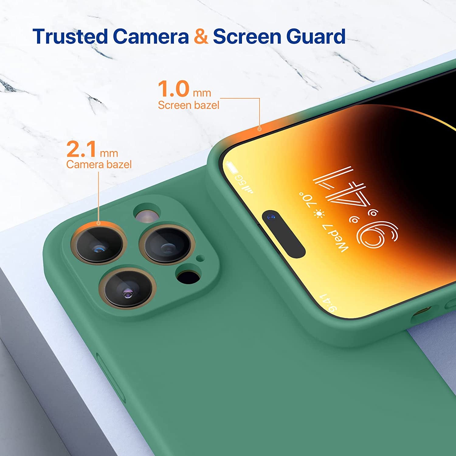 Miracase Designed for Iphone 14 Pro Case with Screen Protector, [Upgraded Camera Protection], Shockproof Liquid Silicone Rubber Phone Case Cover for 14 Pro 6.1 Inch (Alpine Green)  Miracase   