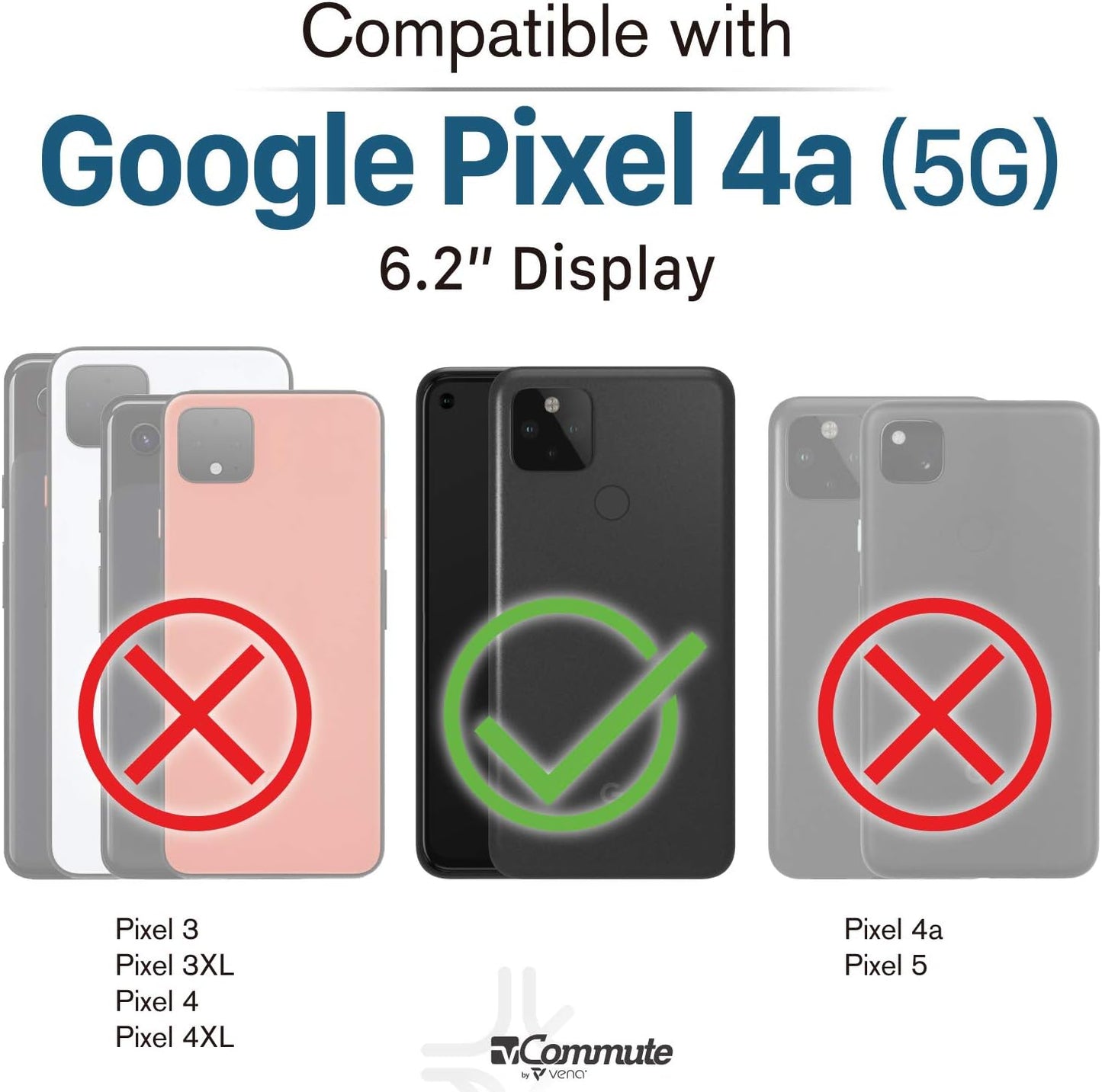 VENA Vcommute Wallet Case Compatible with Google Pixel 4A 5G (6.2"-Inch), (Military Grade Drop Protection) Flip Leather Cover Card Slot Holder with Kickstand - Space Gray  VENA   