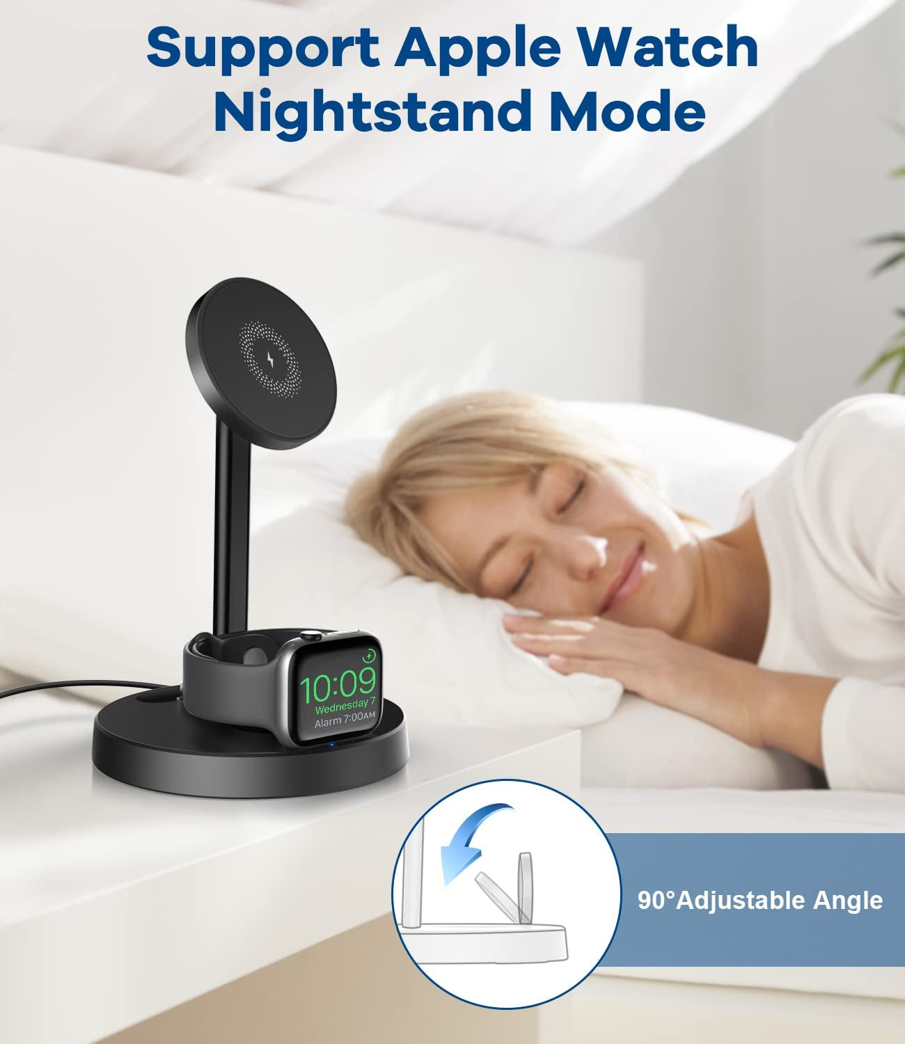 Mag-Safe 3 in 1 Wireless Charging Station, 15W Fast Magnetic Wireless Charger Stand for Iphone 14/13/12Pro/Pro Max/Mini/Plus, Apple Watch Ultra/8/7/6/Se/5/4/3/2, Airpods 3/2/1/Pro with QC3.0 Adapter  Guiartec   