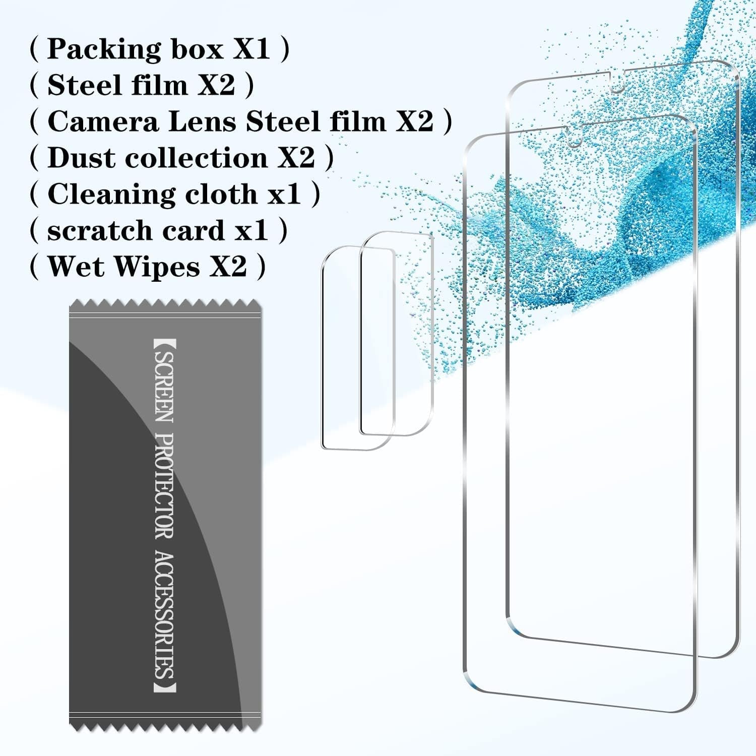 Galaxy S22 plus Tempered Glass Screen Protector + Camera Lens Protector [ 2 + 2 Pack ][Case Friendly][Anti-Scratch][Ultrasonic Fingerprint Unlock] Clear HD Protective Film for Samsung Galaxy S22 Plus  BIGFACE   