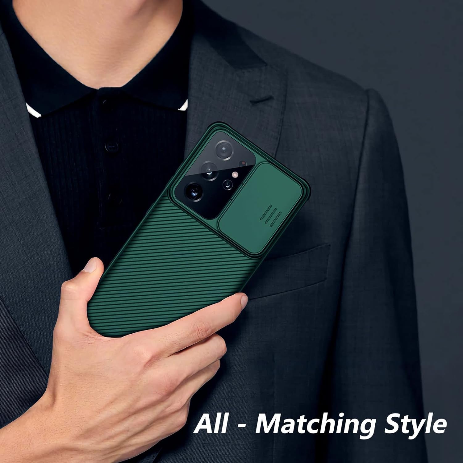 Imluckies for Samsung Galaxy S21 Ultra Case with Camera Cover, Hard PC Back & Soft Bumper, Protective & Slim Fit, Camera Protection Case for Samsung Galaxy S21 Ultra 6.8"-Green  imluckies   