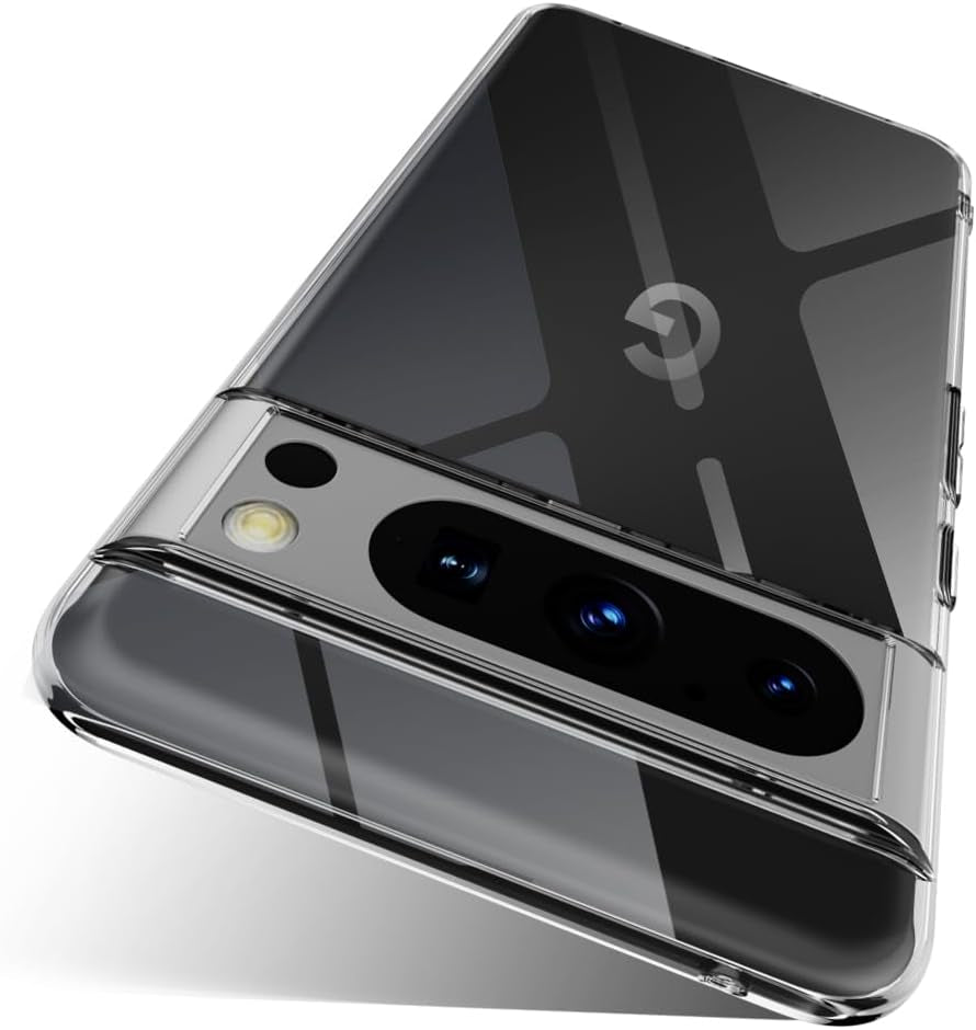 X-Level Google Pixel 8 Pro Case Ultra-Thin Slim Fit [Guardian Series] Phone Cases Soft Flexible TPU Matte Finish Coating Grip Light Protective Cell Phone Back Cover for Google Pixel 8 Pro 2023-Black  X-level Clear  