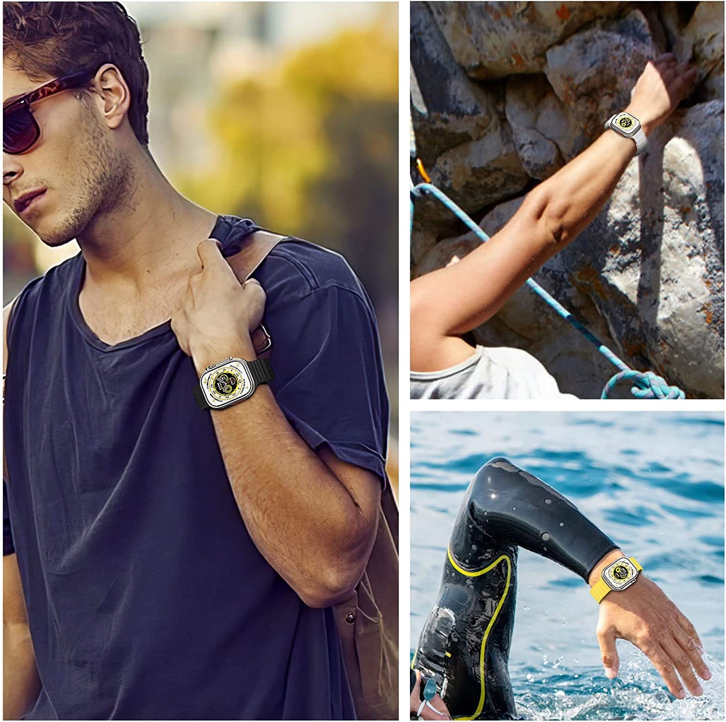 DAMAFE Silicone Band Compatible with Apple Watch Ultra Ocean Band 49Mm 45Mm 44Mm 42Mm 41Mm 40Mm 38Mm for Iwatch Ultra/Se/Series 8 7 6 5 4 3 2 1  DAMAFE   