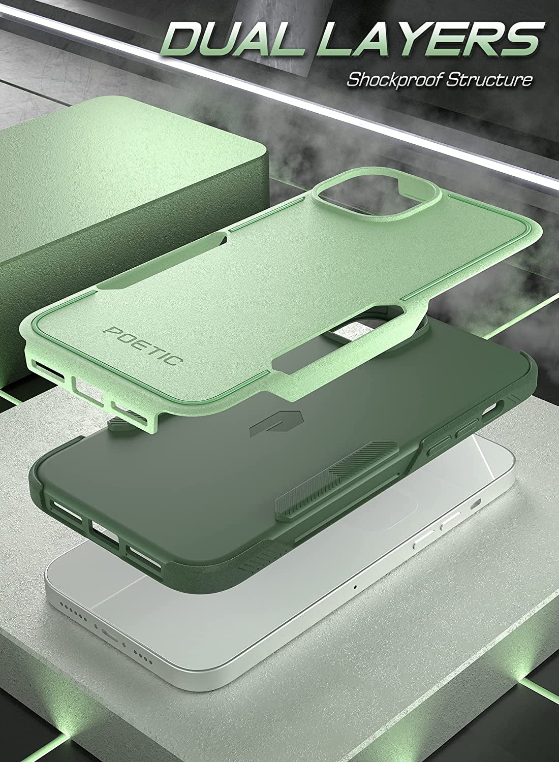 Poetic Neon Series Iphone 14 plus Case, Dual Layer Heavy Duty Tough Rugged Light Weight Slim Shockproof Protective Drop Protection Phone Case 2022 New Cover for Iphone 14 plus (6.7 Inch), Mint  Poetic   