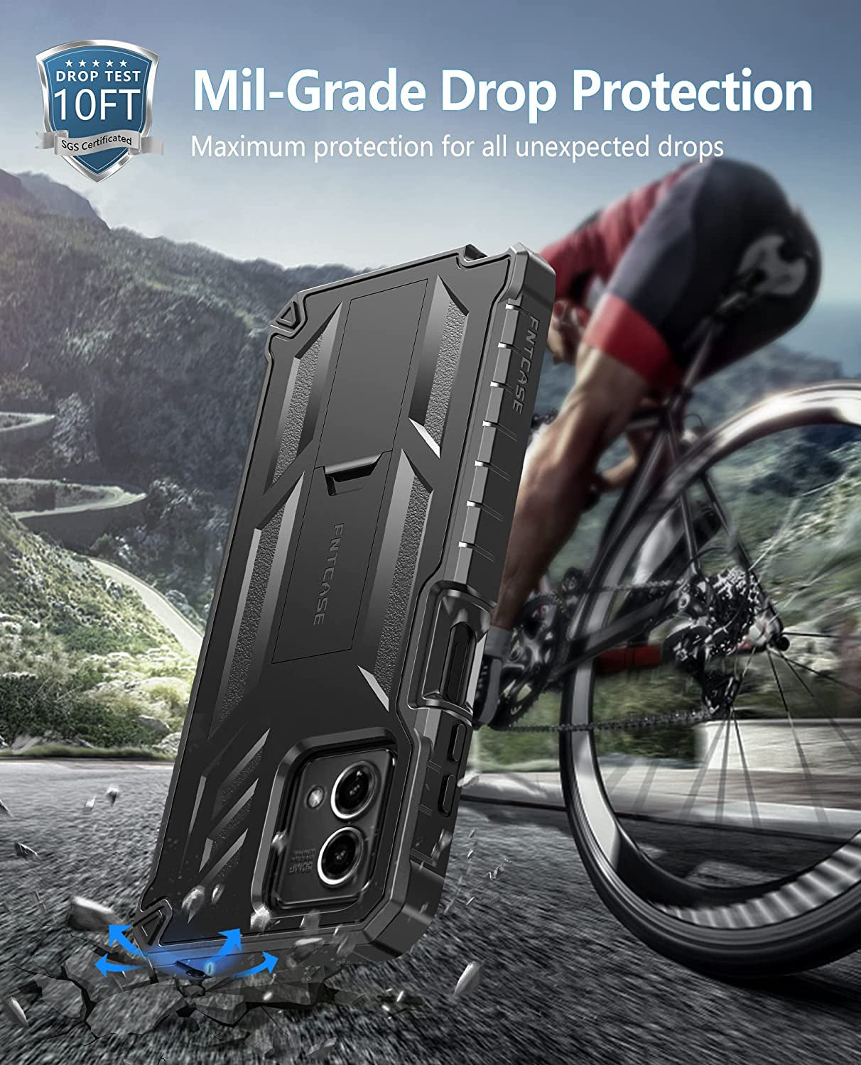 FNTCASE for Motorola Moto G-Stylus-5G-2023 Case: Shockproof Military Grade Protective Phone Cover with Kickstand - Rugged Hybrid Matte Textured Dual Layer Full Protection - 6.6 Inch Black  FNTCASE   