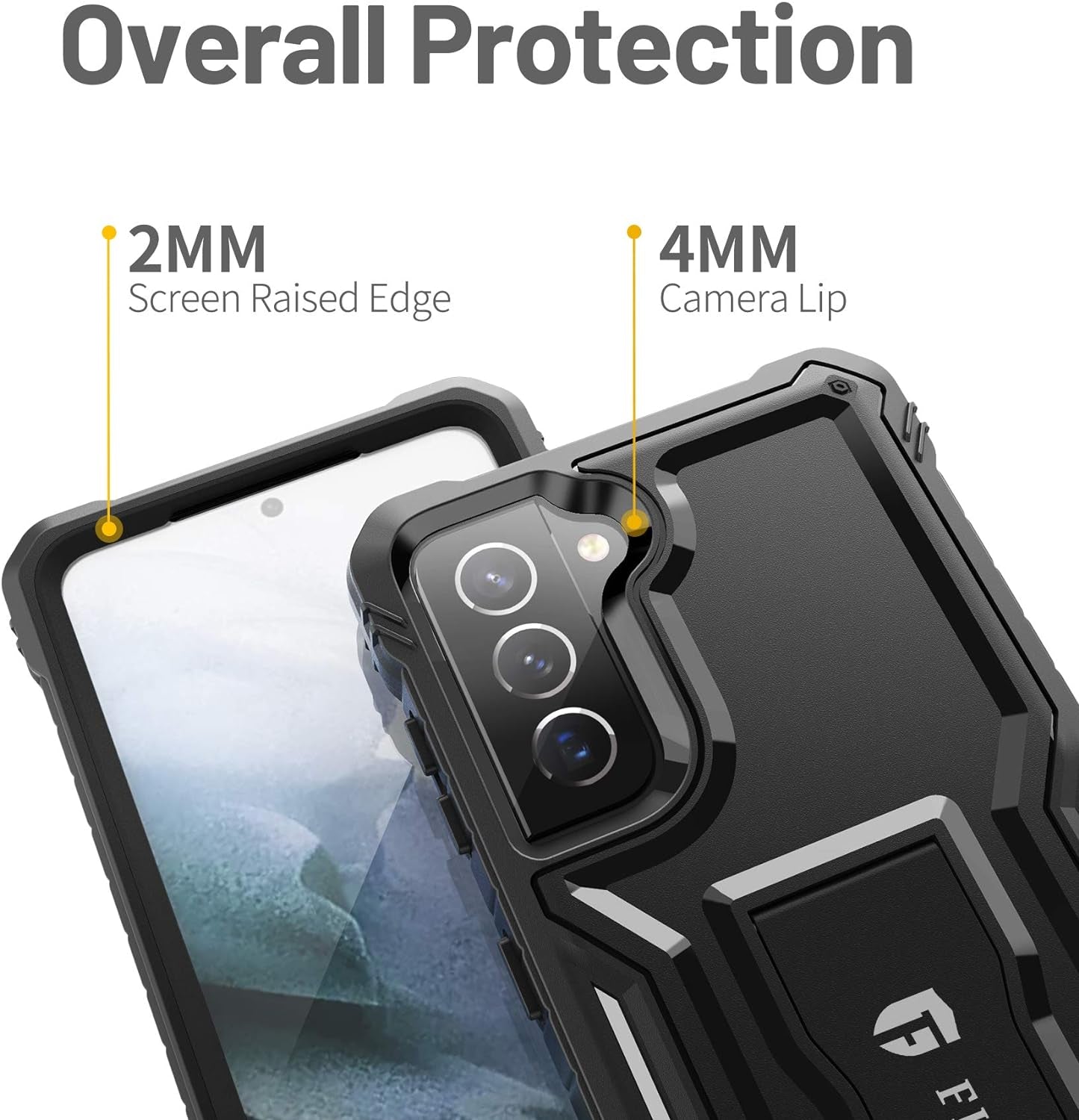 FITO for Samsung Galaxy S21 plus 5G Case, Dual Layer Shockproof Heavy Duty Case for Samsung S21 plus 5G Phone Built-In Kickstand, without Screen Protector (Black, 6.7 Inch)  FITO   