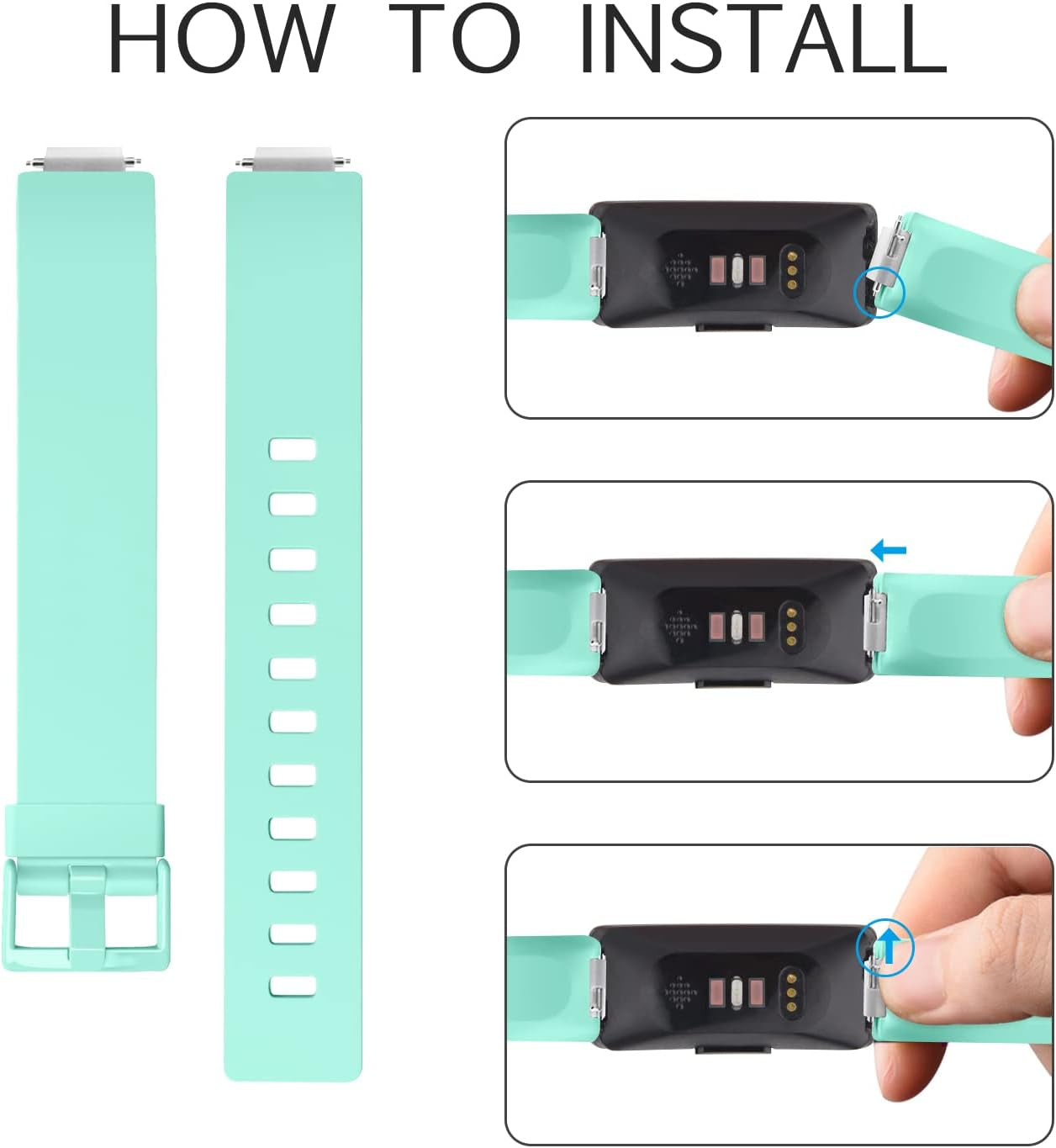 [3 Pack] Silicone Bands Compatible with Fitbit Inspire 2 & Fitbit Inspire HR & Fitbit Inspire & Fitbit Ace 2, Soft Sport Replacement Wristbands for Women Men (Lavender+Teal+Purple, Large)  Tobfit   