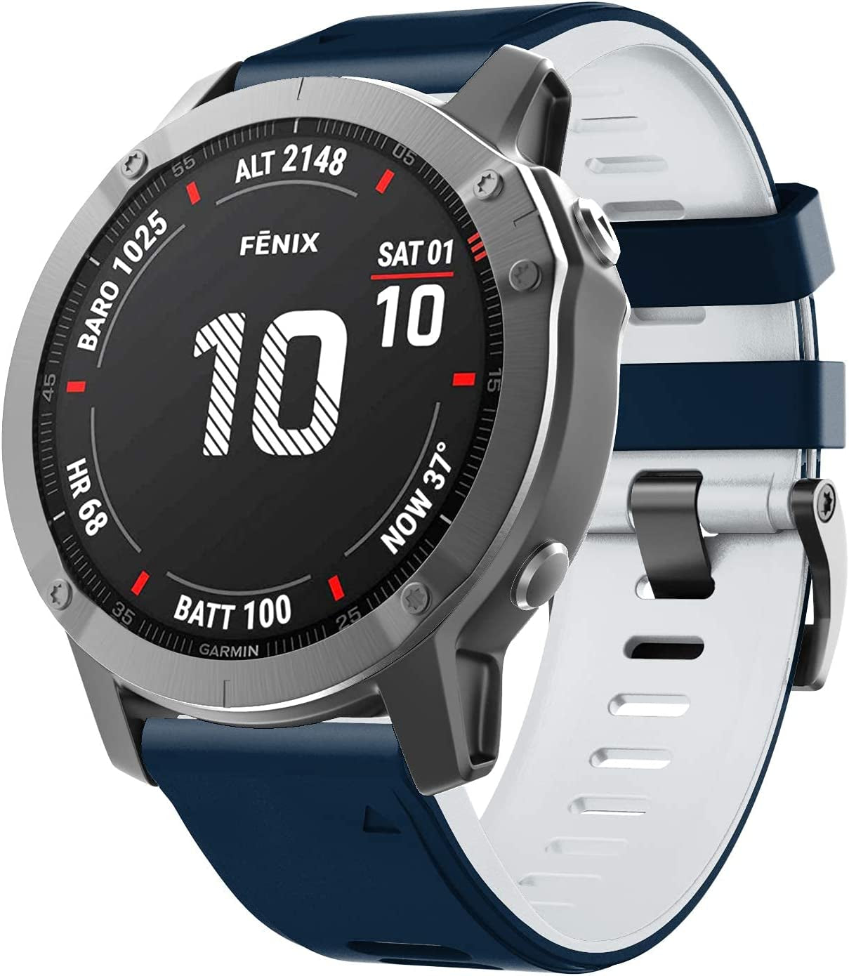 Notocity Compatible with Fenix 6 Pro Watch Band for Fenix 6/Fenix 5/Fenix 5 Plus/Fenix 7/Forerunner 935/Forerunner 945/Approach S60/Quatix 5(Dark Blue-White)  NotoCity   