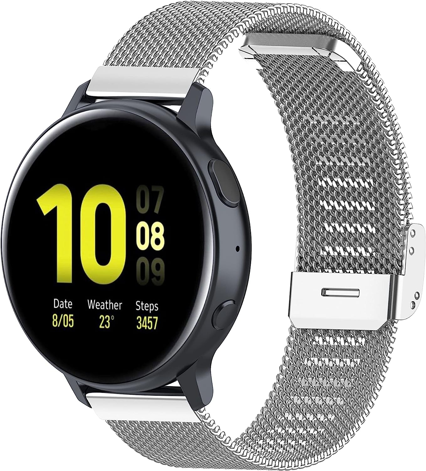 20Mm Stainless Steel Mesh Watch Bands for Samsung Galaxy Watch 4 40Mm 44Mm,Galaxy Watch 4 Classic 42Mm 46Mm,Galaxy Watch Active 2 40Mm 44Mm, Galaxy Watch3 41Mm,Galaxy Watch 5,Galaxy Watch 5 Pro  Chofit Silver  
