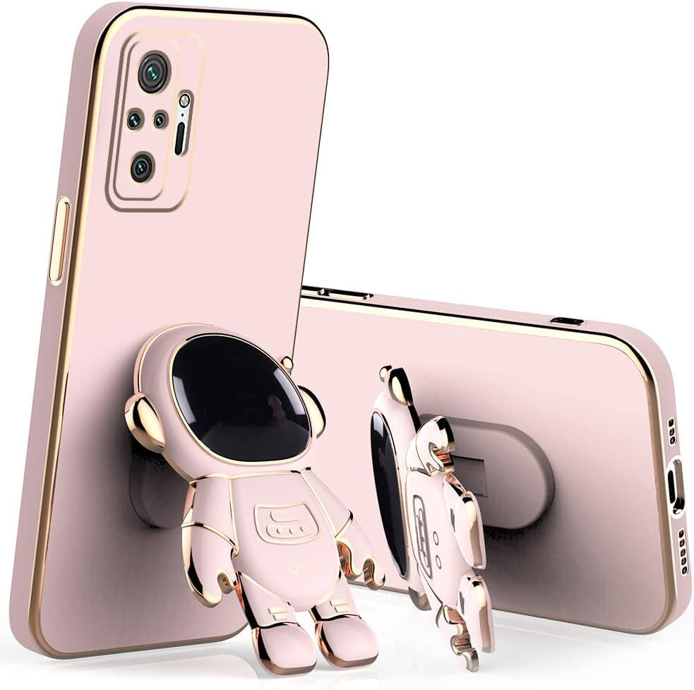 Compatible with Xiaomi Redmi Note 10 Pro Case Silicone TPU Plating, Xiaomi Redmi Note 10 Pro Cases Cute Astronaut Pattern Phone Case with Stand (Pink)  Tiwinxing   