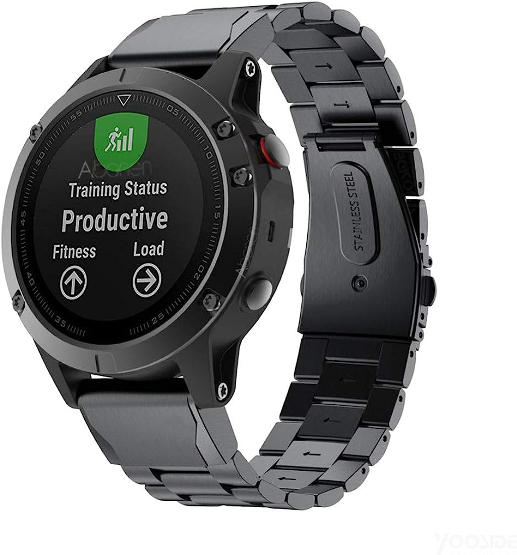 Abanen for Fenix 7X / Fenix 6X / Fenix 5X Watch Band,Quick Fit 26Mm Stainless Steel Metal Replacement Wristband Strap for Garmin Fenix 5X Plus,Fenix 3/3 Hr,Tactix Bravo/Charlie,Black  Abanen   