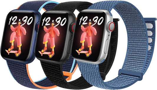 Asondig Compatible for Kids Apple Watch Band 3 Packs Nylon Sport Rainbow Band Replacement Boy Girl Loop Velcro Strap Soft Breathable Wristband for Apple Series 8/7/6/5/4/3/2/1/SE 38/40/41Mm&42/44/45Mm  Asondig   