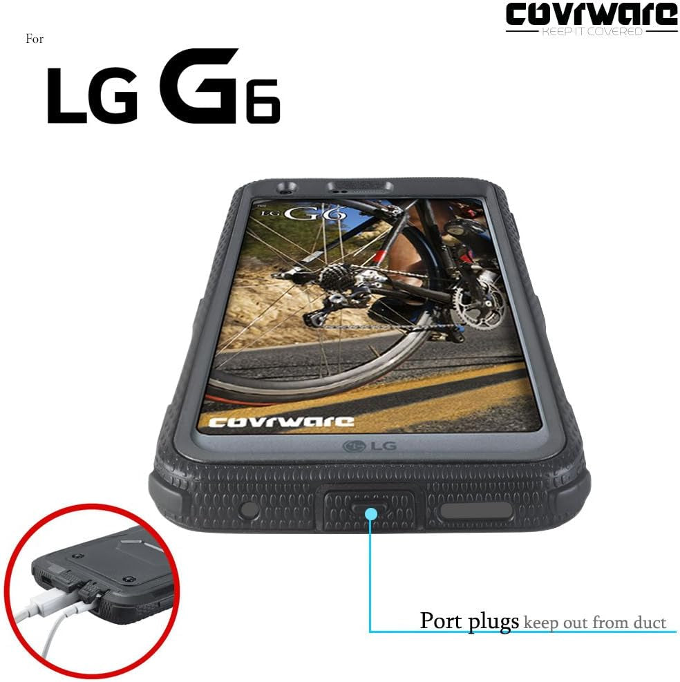 COVRWARE Aegis Series Case for LG G6 with Built-In Screen Protector Heavy Duty Full-Body Rugged Holster Armor Case Belt Swivel Clip Kickstand, Black  COVRWARE   