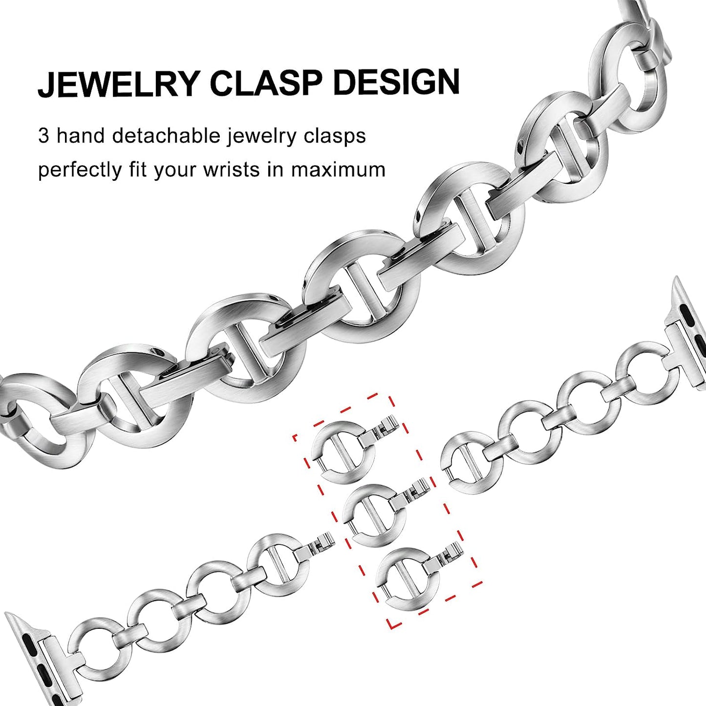 Trumirr Band for Apple Watch Series 8 7 / SE (2Nd Gen) Starlight Women, Stainless Steel Watchband Feminine Jewelry Strap for Iwatch Apple Watch Ultra SE Series 8 7 6 5 4 3 2 1  TRUMiRR   