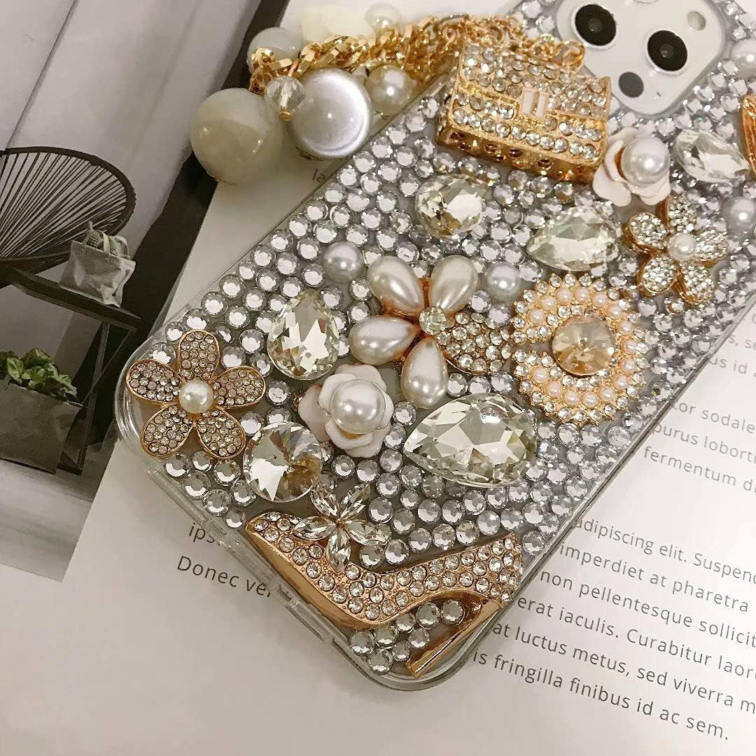 Max-Abc Compatible with Google Pixel 5 Glitter Case,Women Girls 3D Diamond Bag Pendant High Heel Crown Bling Glitter Shiny Crystal Rhinestone Protective Phone Case Cover  Max-ABC   