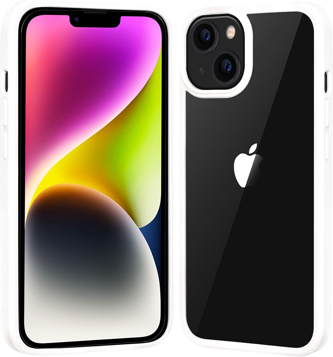 Jjgoo Compatible with Iphone 14 plus Case Clear, Non-Yellowing Shockproof Phone Case for Apple Iphone 14 Plus, Slim Anti-Scratch Hard PC Back Protective Cover Bumper 2022  JJGoo White  