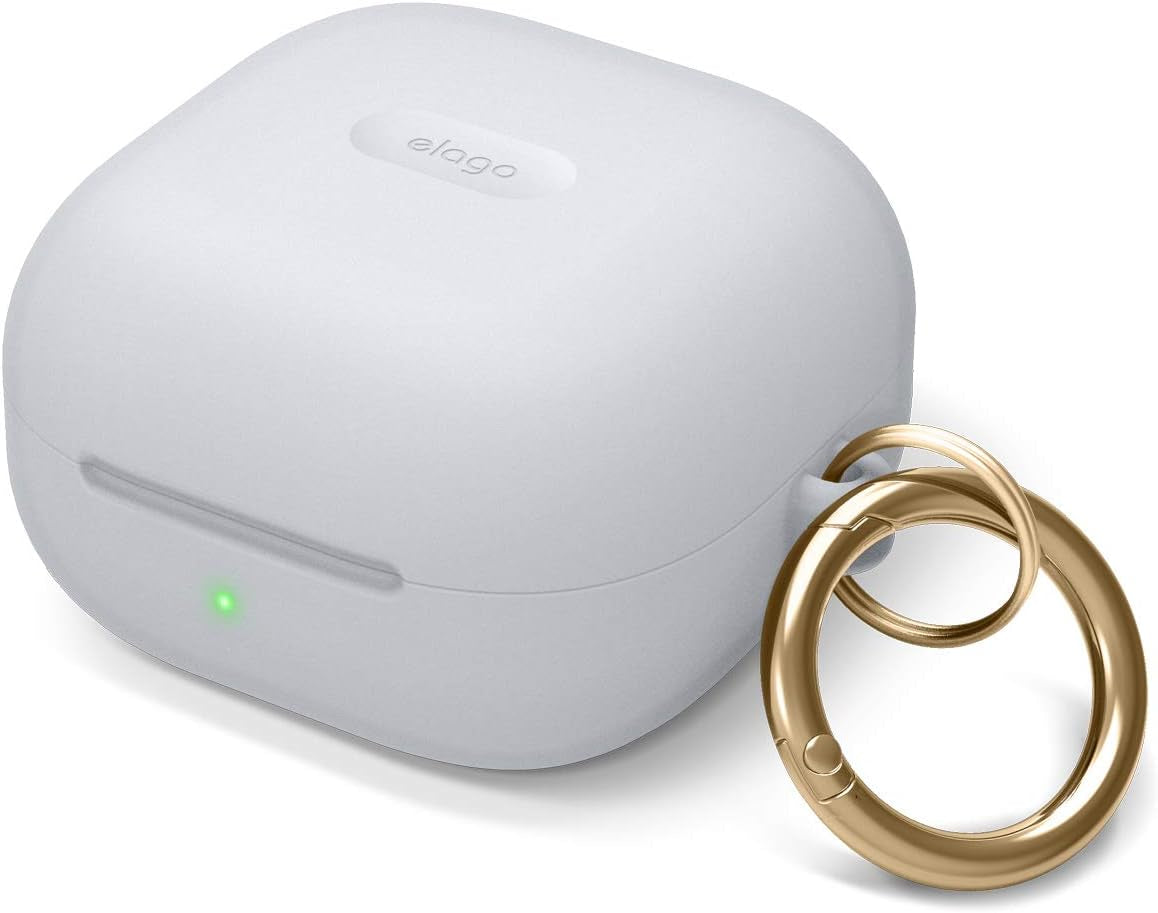 Elago Silicone Hang Case Compatible with Samsung Galaxy Buds 2 Pro Case (2022) / Galaxy Buds 2 Case (2021) / Galaxy Buds Pro Case (2021) / Galaxy Buds Live Case (2020) [Lavender Grey]  elago Nightglow Blue  