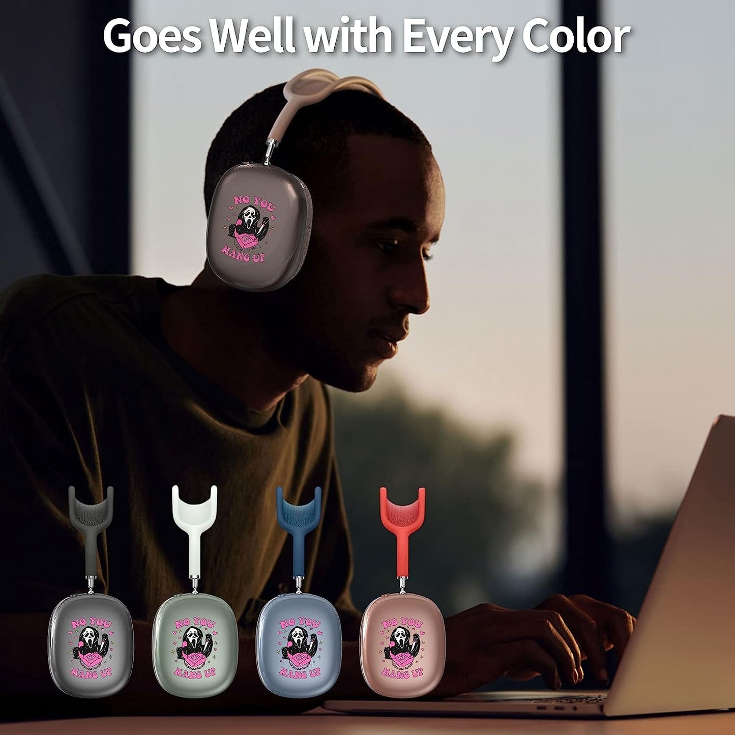 Airpods Max Cute Clear Cover Case, Clear Soft TPU Skin Case Compatible Airpods Max, Transparent Protective Cover for Apple Airpods (Scream Ghost)  DZHAXIE   