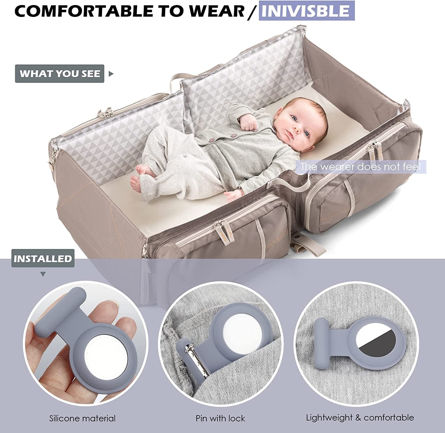 Airtag Hidden GPS Tracker Case,Airtag for Kids,Elderly,Pet,Clothing (Navy Blue&Blue)(Not GPS Included)  WALLFID   