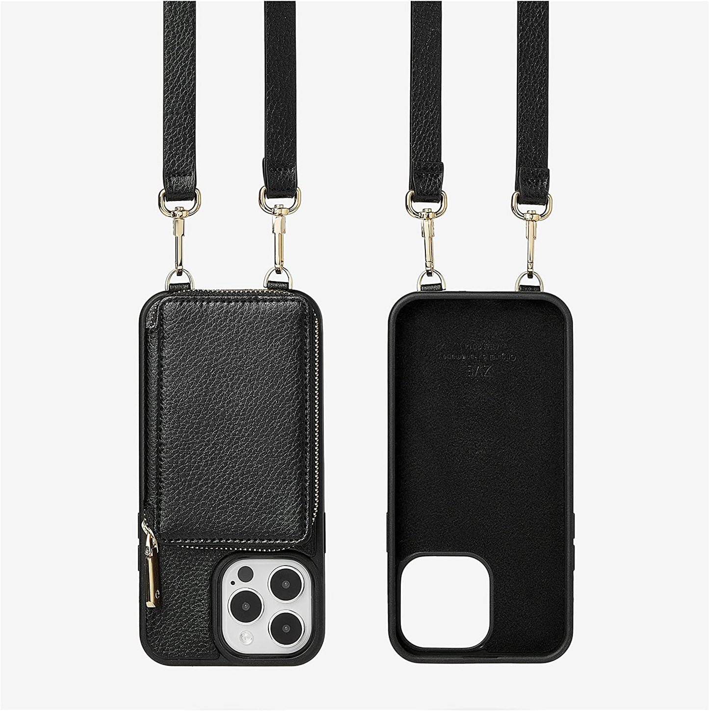 ZVE Iphone 14 Pro Crossbody Wallet Case Magsafe, Phone Case with RFID Blocking Card Holder Wrist Strap for Women, Zipper Leather Cover for Iphone 14 Pro, 6.1"-Black  ZVE   