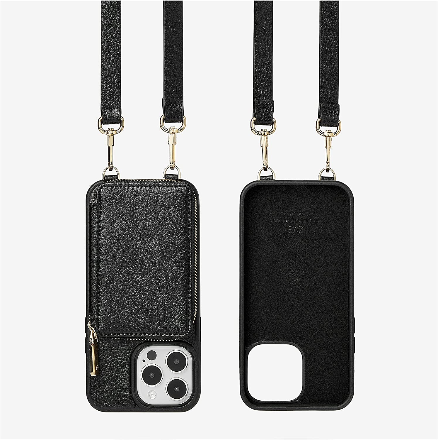 ZVE Iphone 14 Pro Crossbody Wallet Case Magsafe, Phone Case with RFID Blocking Card Holder Wrist Strap for Women, Zipper Leather Cover for Iphone 14 Pro, 6.1"-Black  ZVE   