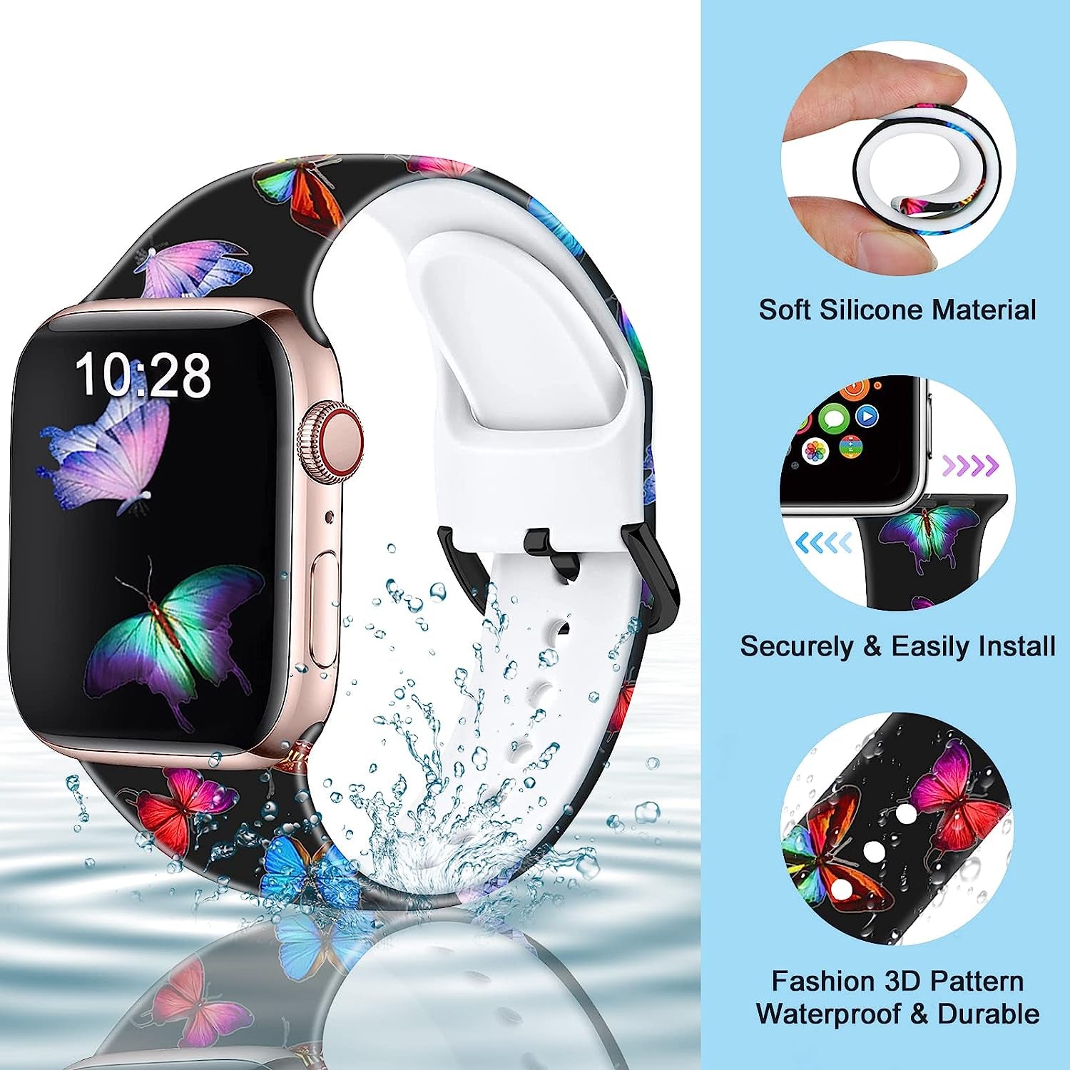 Brigtlaiff Iwatch Bands Compatible with Apple Watch Band 38Mm 40Mm 41Mm for Women Men Girls, Cute Print Soft Silicone Sport Strap Replacement Wristband for Iwatch 8/7/6/5/4/3/2/1/SE  Brigtlaiff   