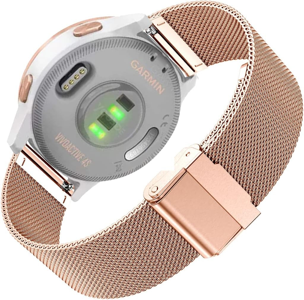 Vicrior Band Compatible with Garmin Vivoactive 4S / Venu 2S/ Vivomove 3S, 18Mm Mesh Woven Stainless Steel Wrist Bracelet Bands Strap for Fossil Gen Women'S 5E / Gen 6 / Q Venture Gen 4 HR, Rose Gold  ViCRiOR   