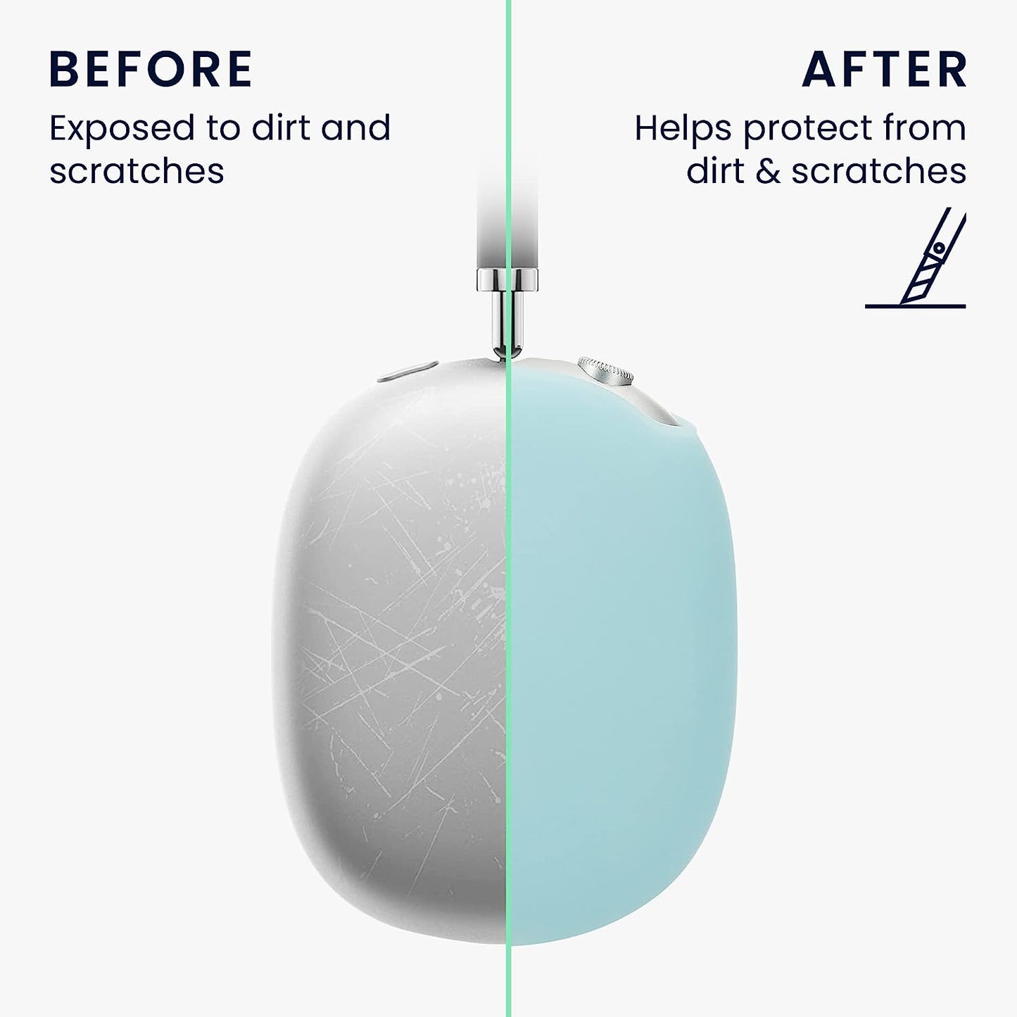 Kwmobile Glow in the Dark Covers Compatible with Apple Airpods Max (Set of 2) - Ear Cup Cover - Light Blue  KW-Commerce   